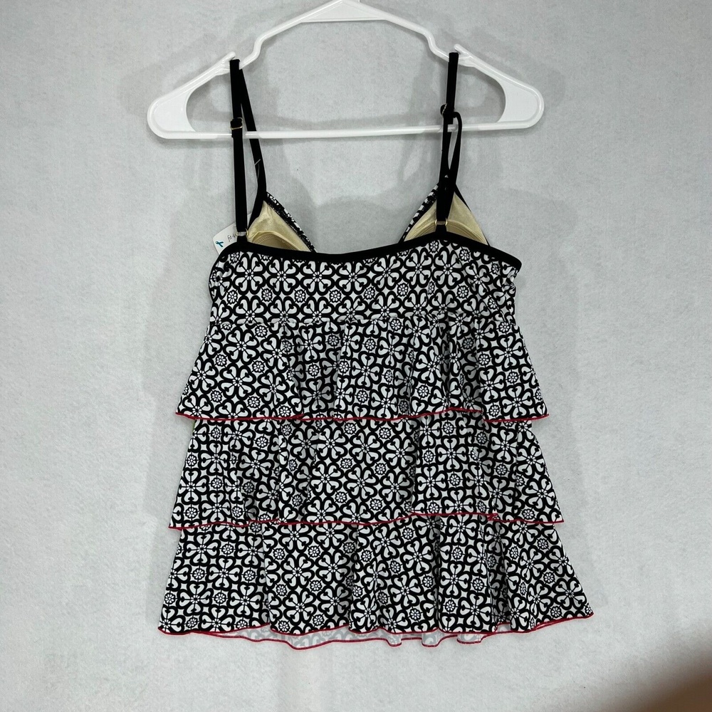 NEW Fit 4 Ur Tummy Tankini Swim Top Peplum Tier Black Built in Bra Womens Sz 12 - Picture 7 of 10